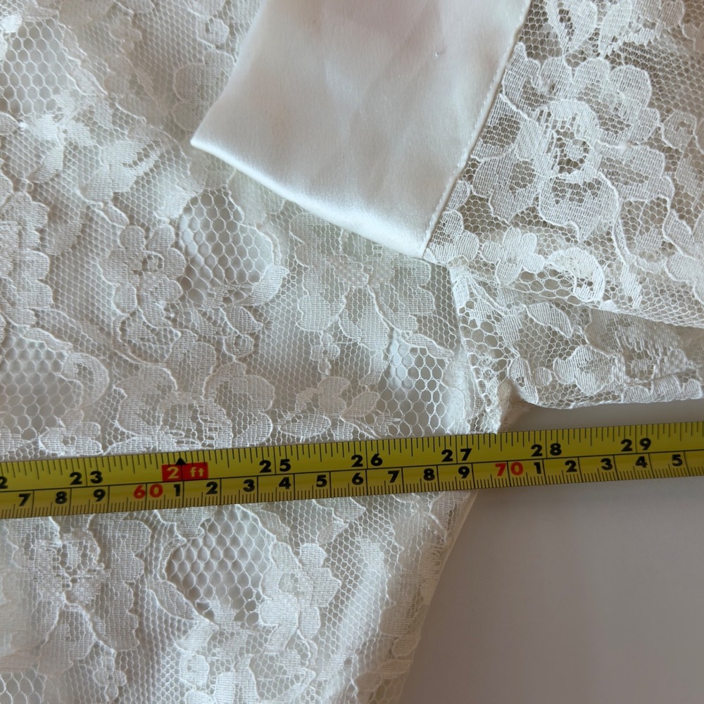VTG Victorias Secret Gold Label White Lace Floral Belted Robe Kimono One Size - Picture 11 of 13
